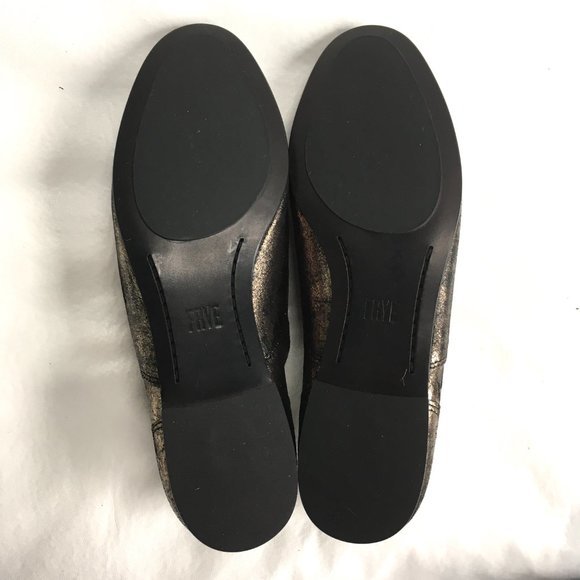 Frye Terri Slip on shoes flat gold black leather - Picture 8 of 12